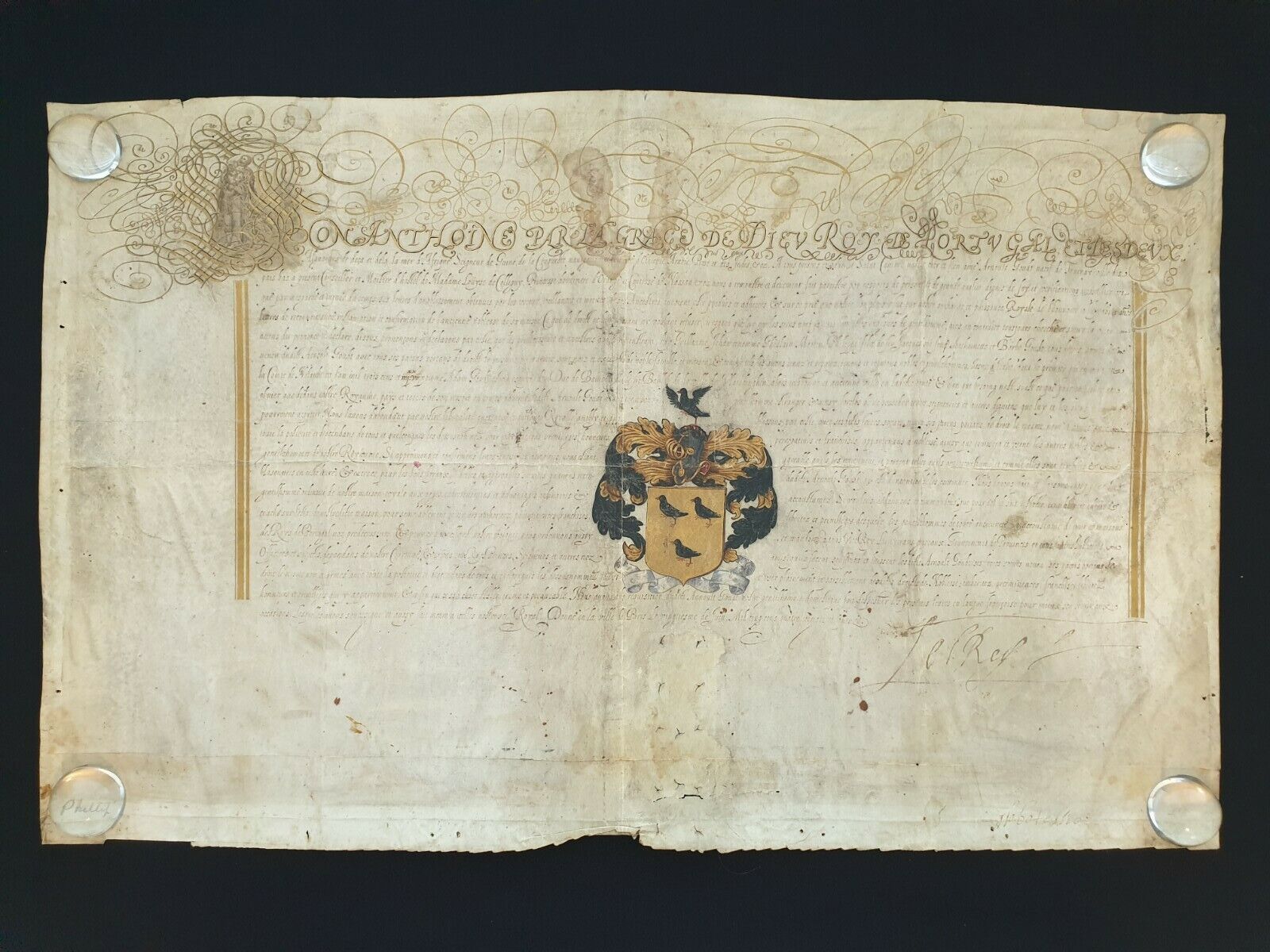 1580 King Antonio of Portugal Signed Royal Manuscript Document Queen Elizabeth I