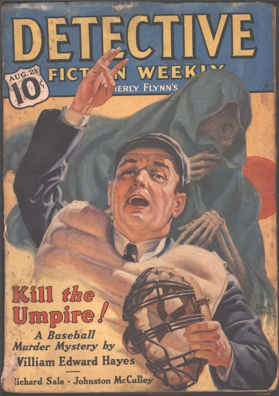 Detective Fiction Weekly 1937 August 21. Shrouded skeleton cover  Pulp