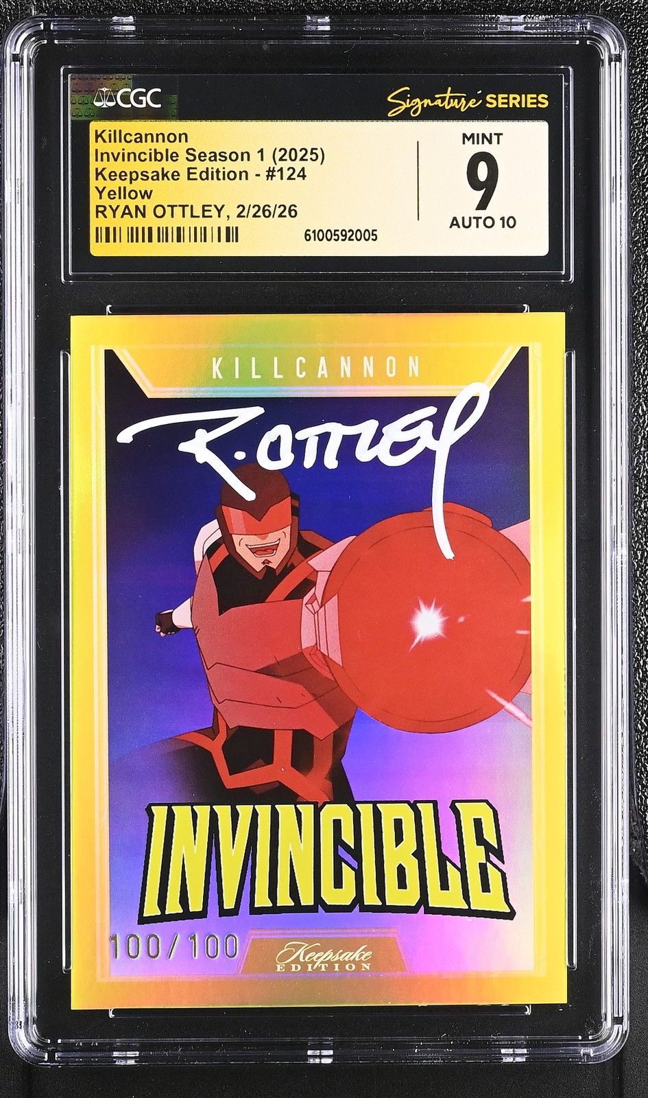 CGC 9/10 Auto Ryan Ottley Signed Killcannon 100/100 Invincible 2025 Pop 1