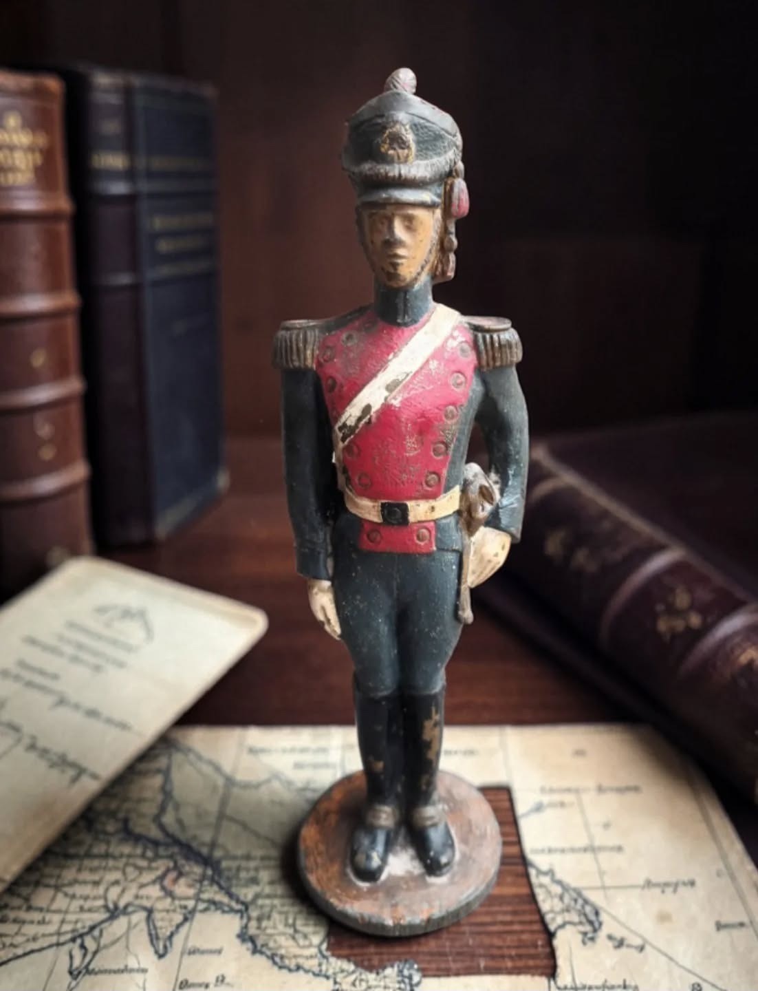 Rare old Argentinian Grandadero San Martin bronze polichrome figure soldier Rare old Argentinian Grandadero San Martin bronze polichrome figure soldier