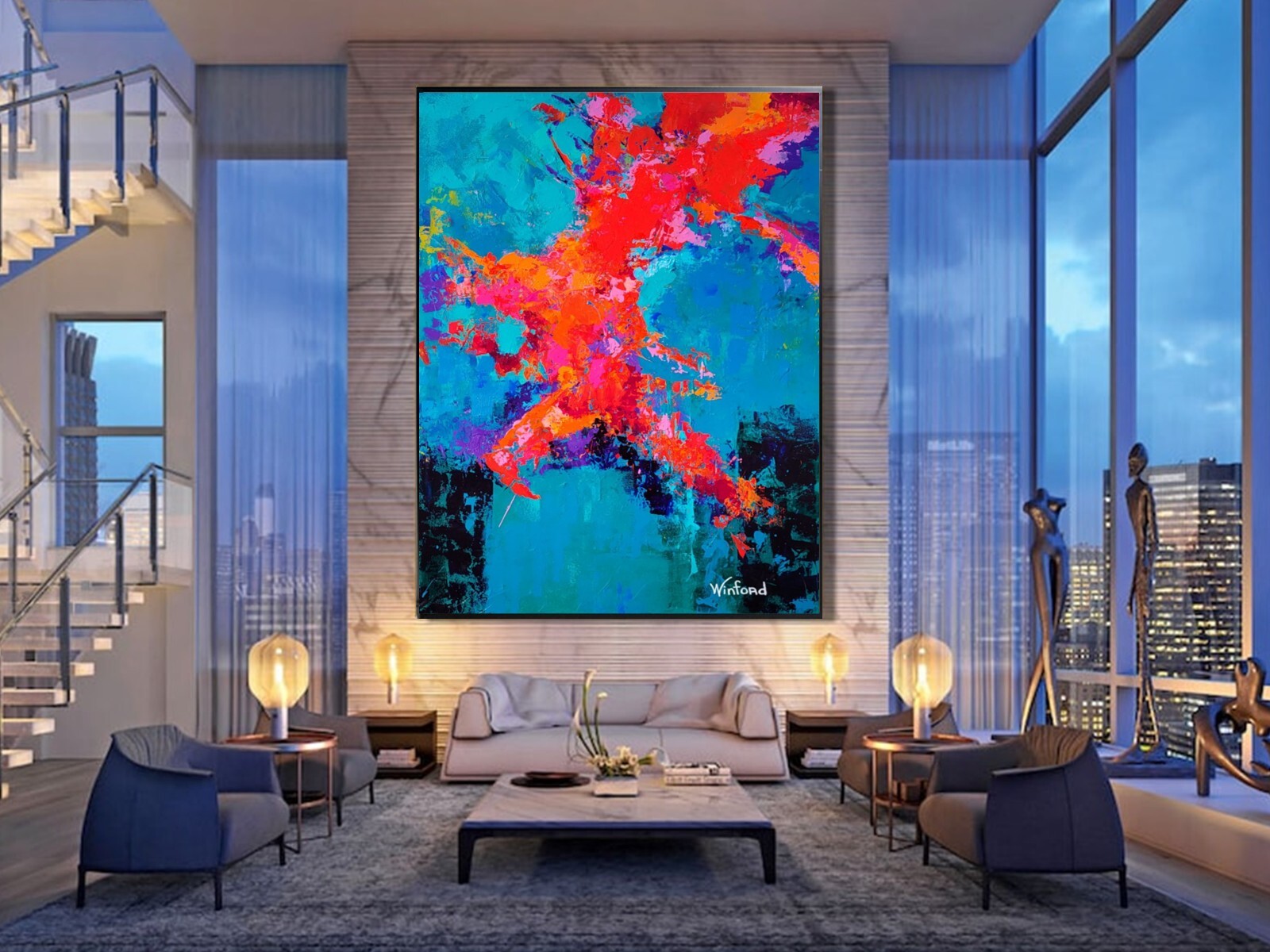 Sale Caribbean Princess ORIGINAL Abstract Painting 60H X 48
