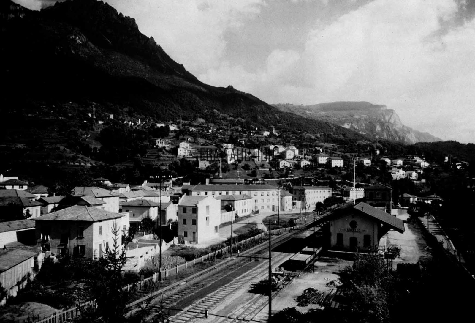Moto Guzzi factory and train station 1954 Mandello del Lario Italy press photo Moto Guzzi factory and train station 1954 Mandello del Lario Italy press photo