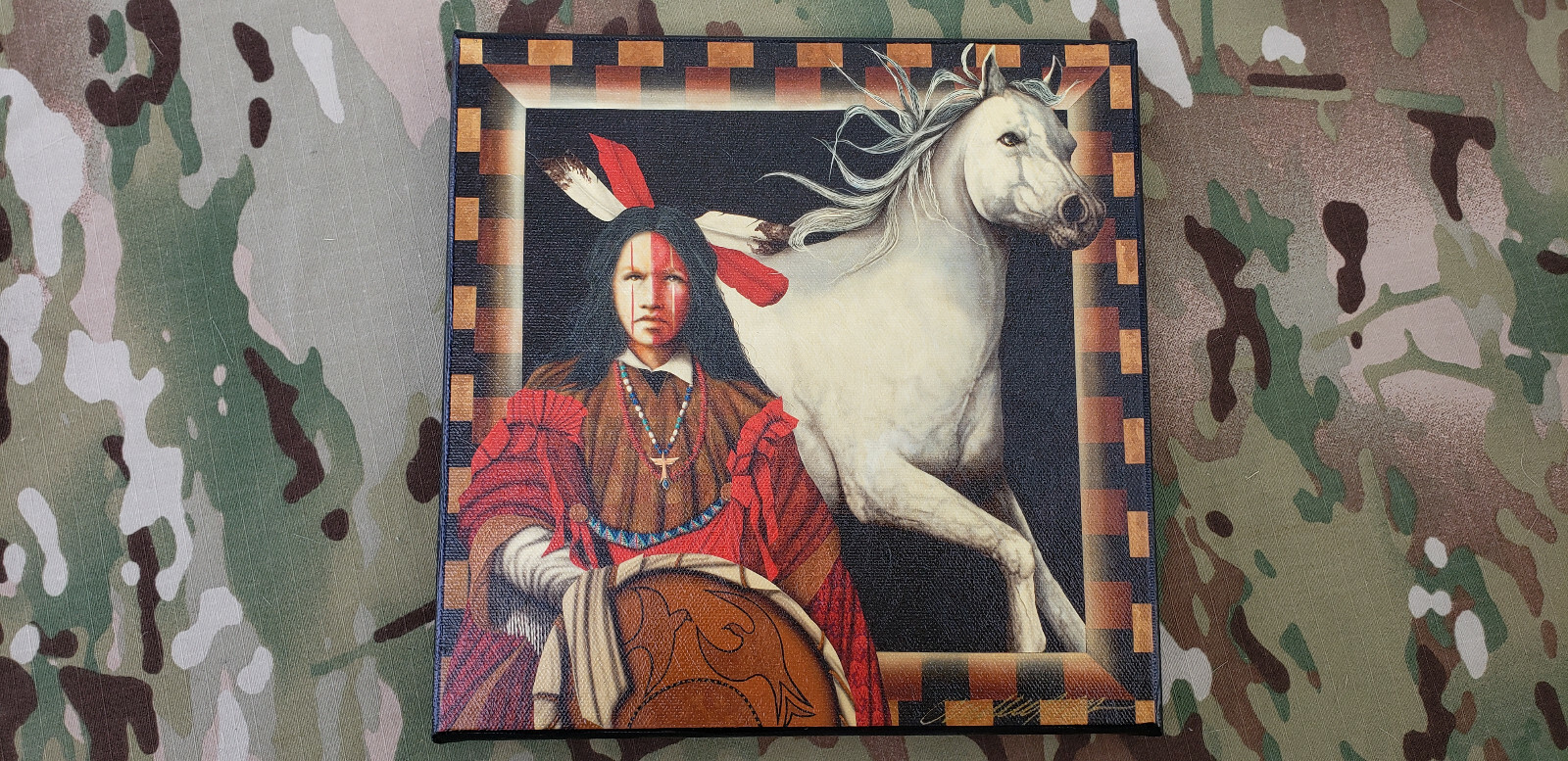Rare JD Challenger Signed Native American Indian Art Canvas Genuine 2 Rare JD Challenger Signed Native American Indian Art Canvas Genuine 2