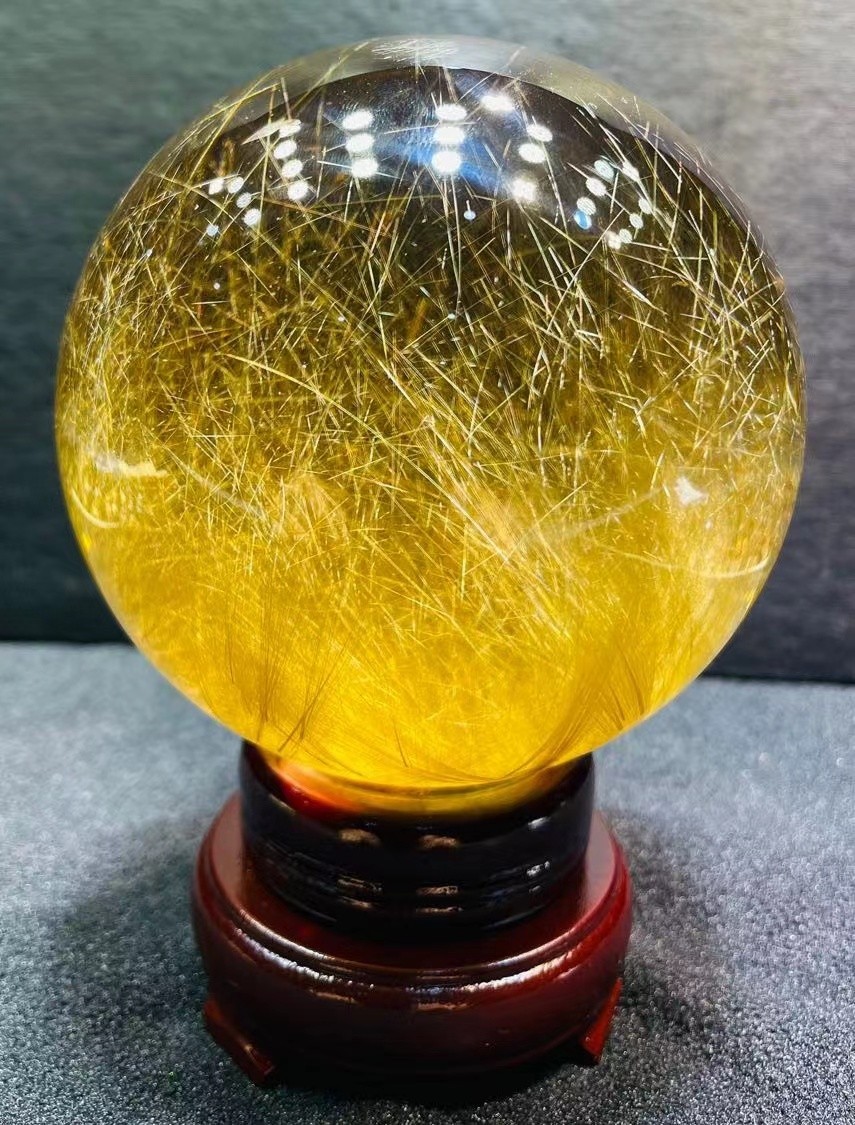100mm Collect rare Natural Rutilated golden Sphere Quartz Crystal ball Energy 100mm Collect rare Natural Rutilated golden Sphere Quartz Crystal ball Energy