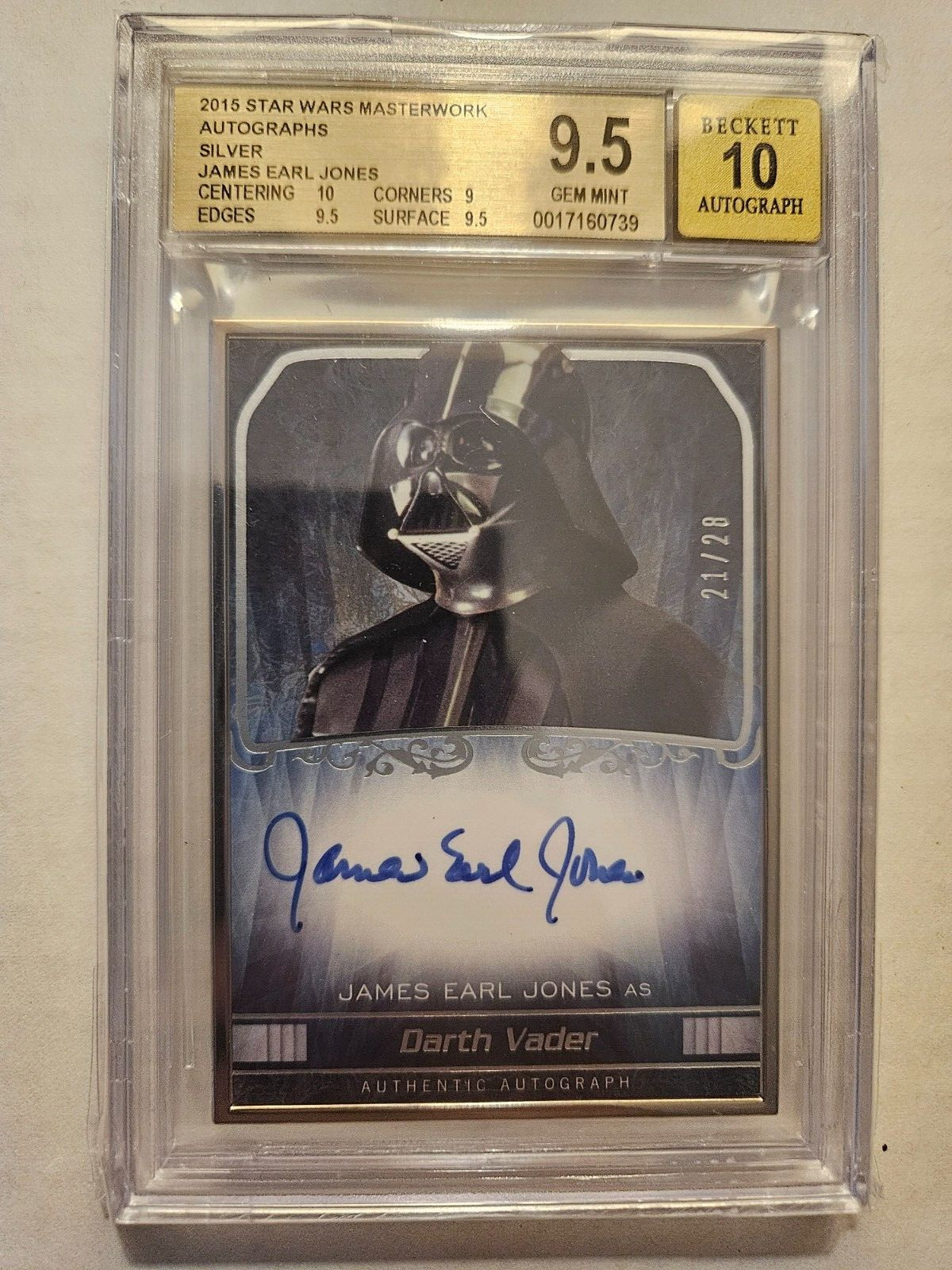 2015 Topps Star Wars Masterwork Silver Frame Auto James Earl Jones Vader / 28