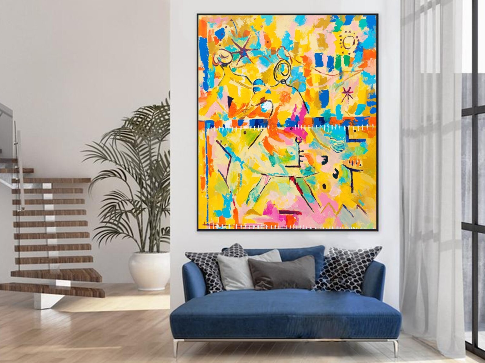 Sale Abstract Caribbean HANDMADE 60H X 48W Painting Was $3,495 Now $1,795