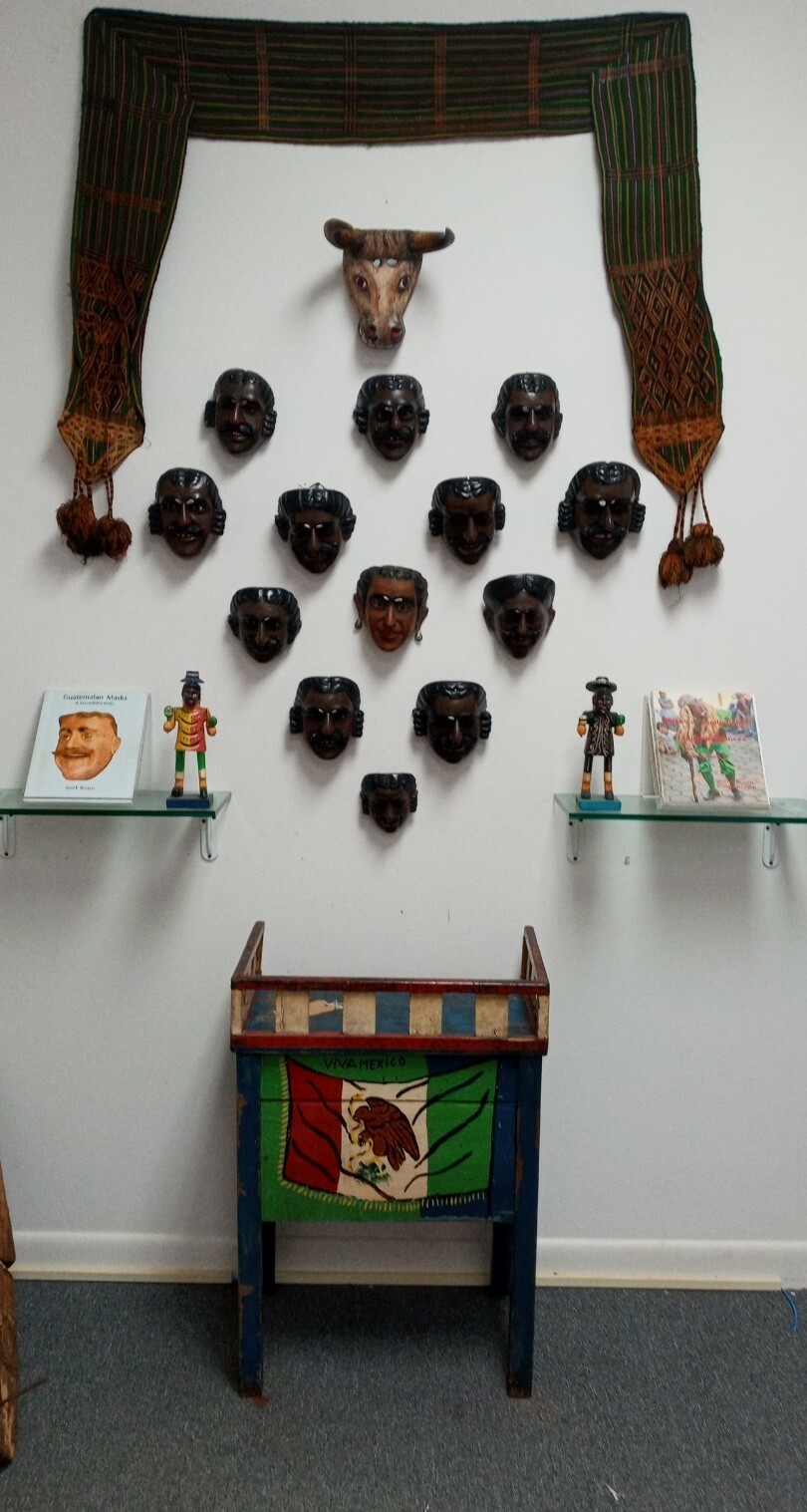 Dance of the Mexican 14 Masks and decor Mid 20th century Guatemalan Masks Dance of the Mexican 14 Masks and decor Mid 20th century Guatemalan Masks