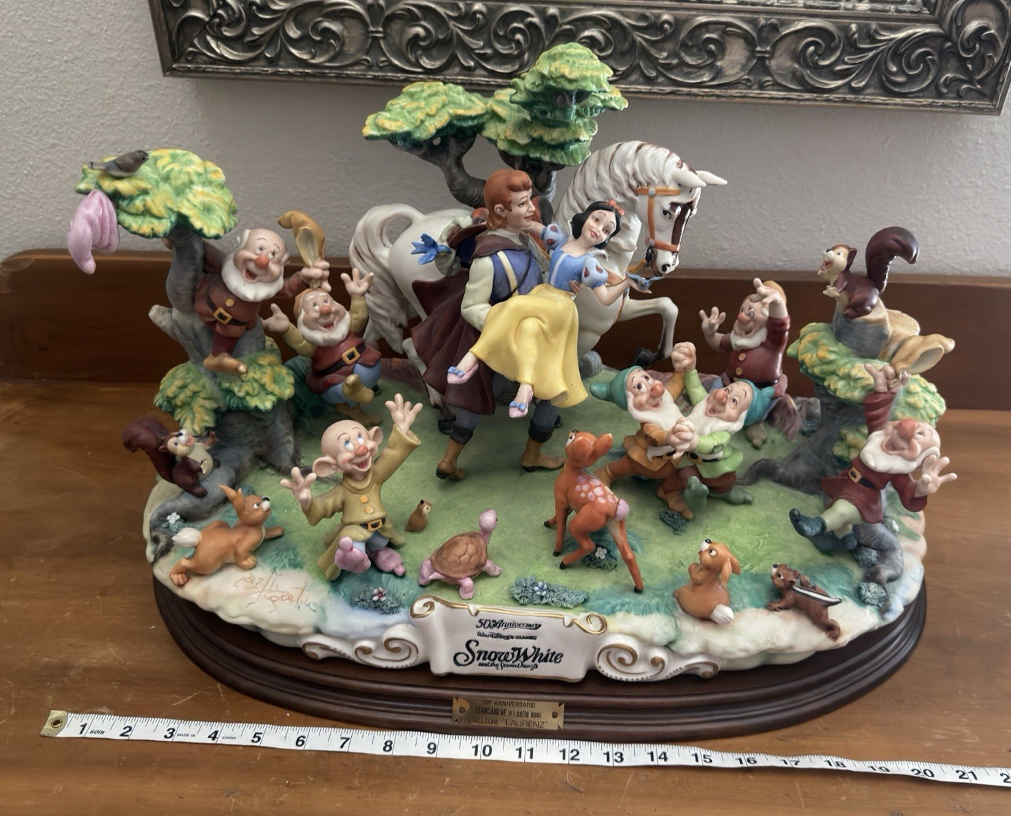 LZD-70B LAURENZ Capodimonte 50th Anniv Disney Snow White Seven Dwarfs Prince Frn