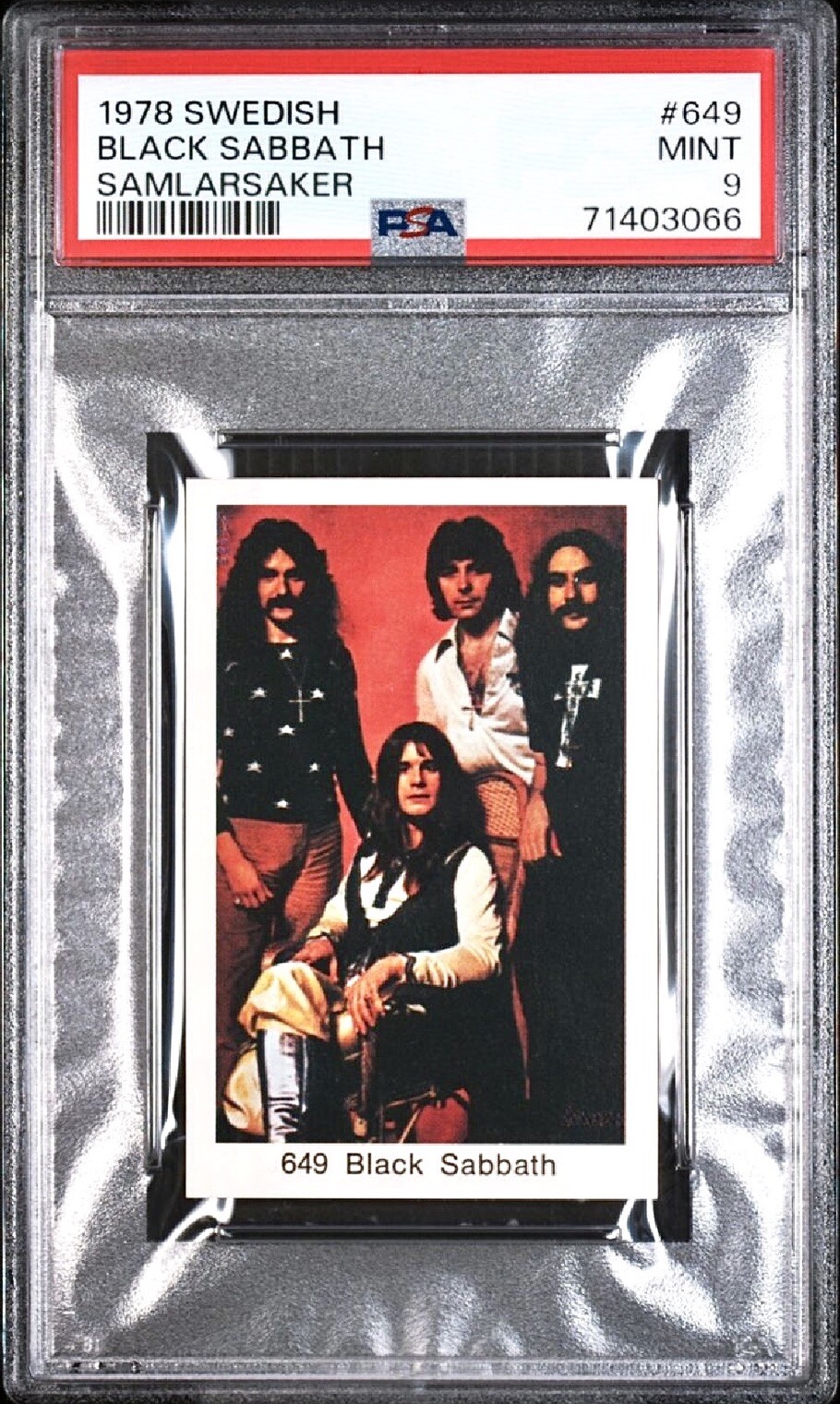 1974 POPBILDER BLACK SABBATH 1/1 *RARE* PSA 9 OZZY OSBOURNE RC **HIGHEST GRADE** 1974 POPBILDER BLACK SABBATH 1/1 *RARE* PSA 9 OZZY OSBOURNE RC **HIGHEST GRADE**