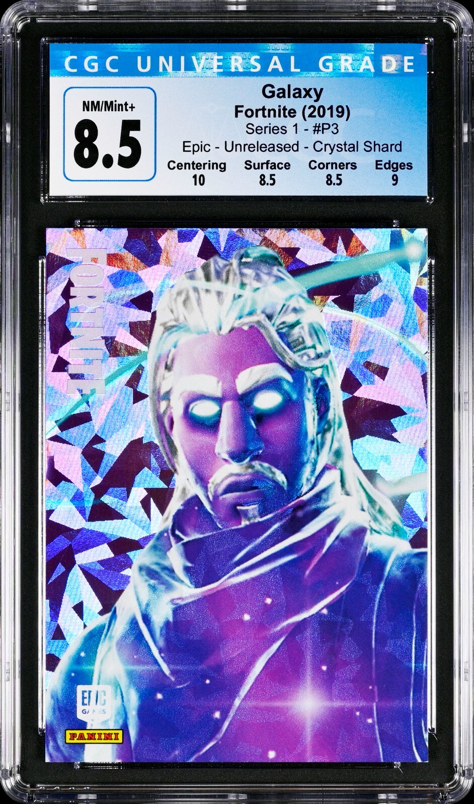 2019 Fortnite Series 1 Galaxy Crystal Shard #P3 Unreleased Prototype USA CGC 8.5