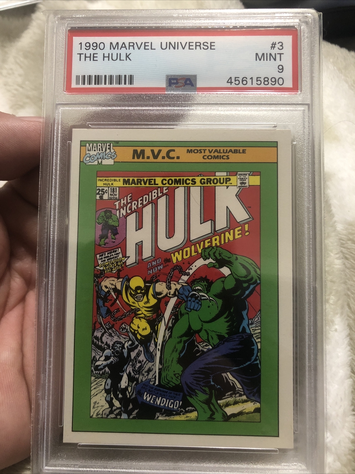 1990 MARVEL UNIVERSE INCREDIBLE HULK ERROR PSA 9 POP 1 RARE 1/1 WOLVERINE 181