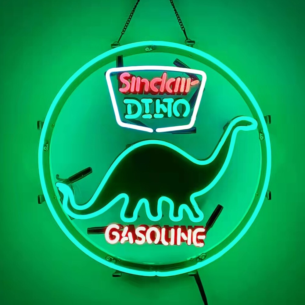 Sinclair Dino Gasoline Logo Neon Sign Gas Station Wall Display 24x24