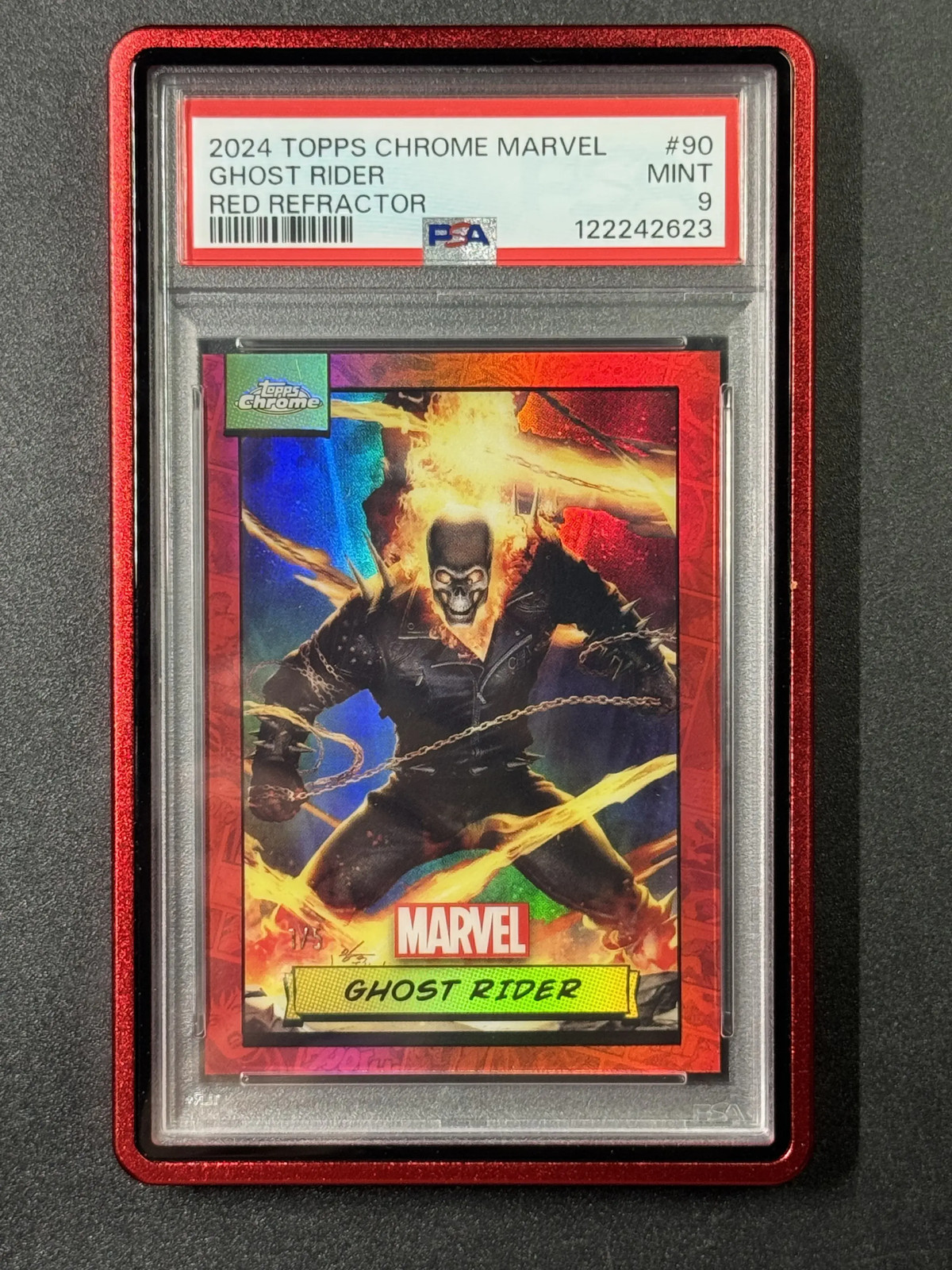2024 Topps Chrome Marvel Ghost Rider True Red 1/5 PSA 9 Top Pop No Higher ZR29