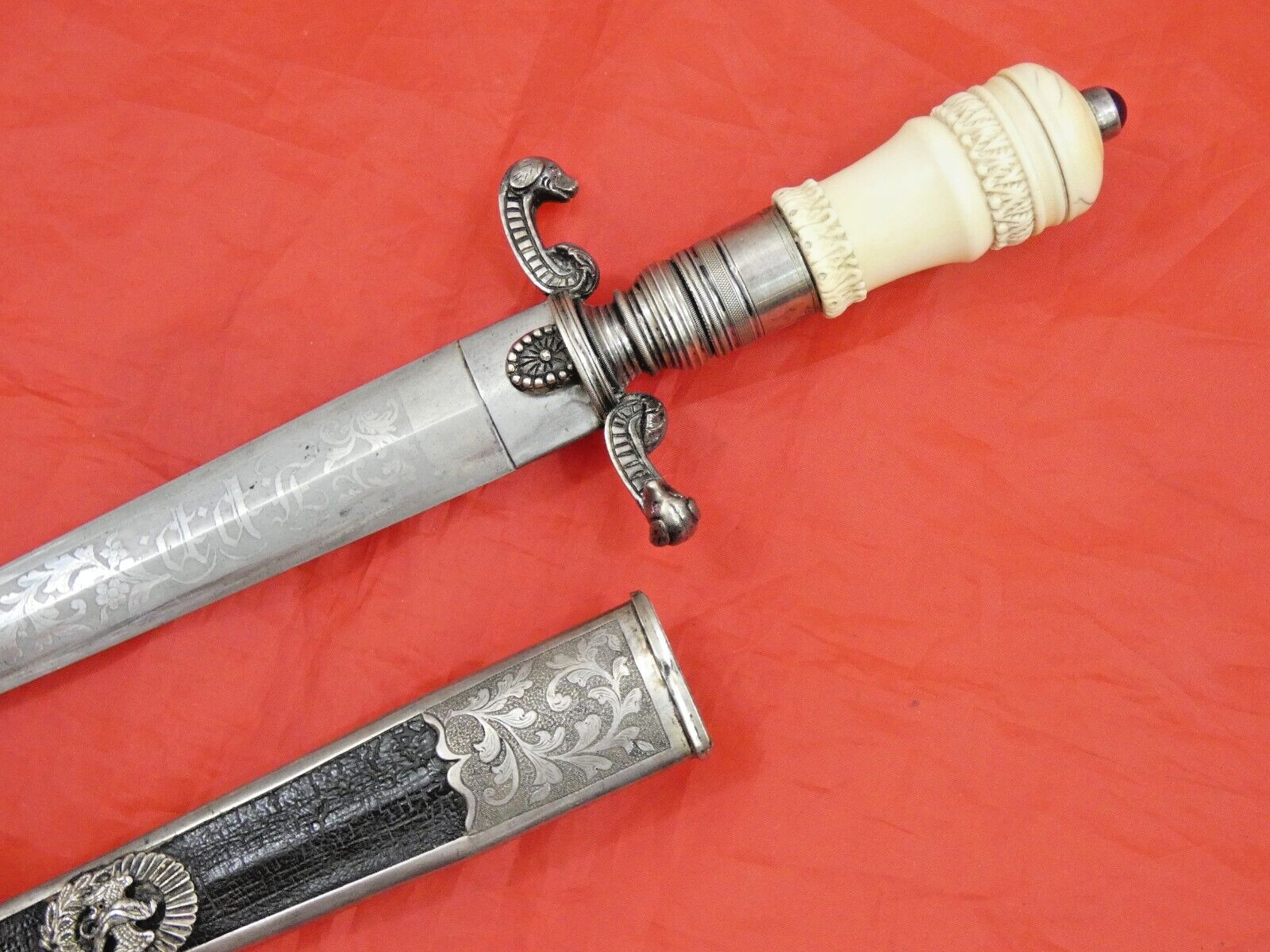 FINE ANTIQUE SILVER DAGGER GENUINE RUBY MEXICAN EAGLE General Porfirio Diaz Era FINE ANTIQUE SILVER DAGGER GENUINE RUBY MEXICAN EAGLE General Porfirio Diaz Era