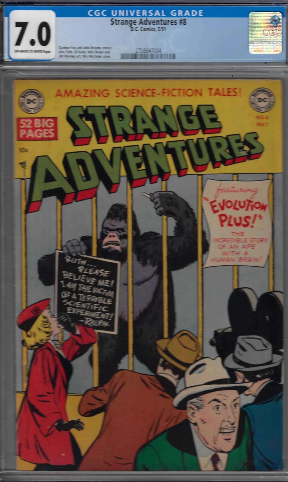 STRANGE ADVENTURES #8 CGC 7.0 1951 DC SCI-FI CLASSIC GOLDENAGE GORILLA CVR STRANGE ADVENTURES #8 CGC 7.0 1951 DC SCI-FI CLASSIC GOLDENAGE GORILLA CVR