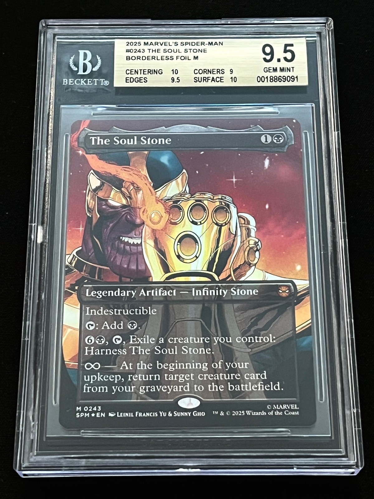 MTG Marvel's Spider-Man The Soul Stone Borderless Foil 0243 BGS 9.5 MTG Marvel's Spider-Man The Soul Stone Borderless Foil 0243 BGS 9.5