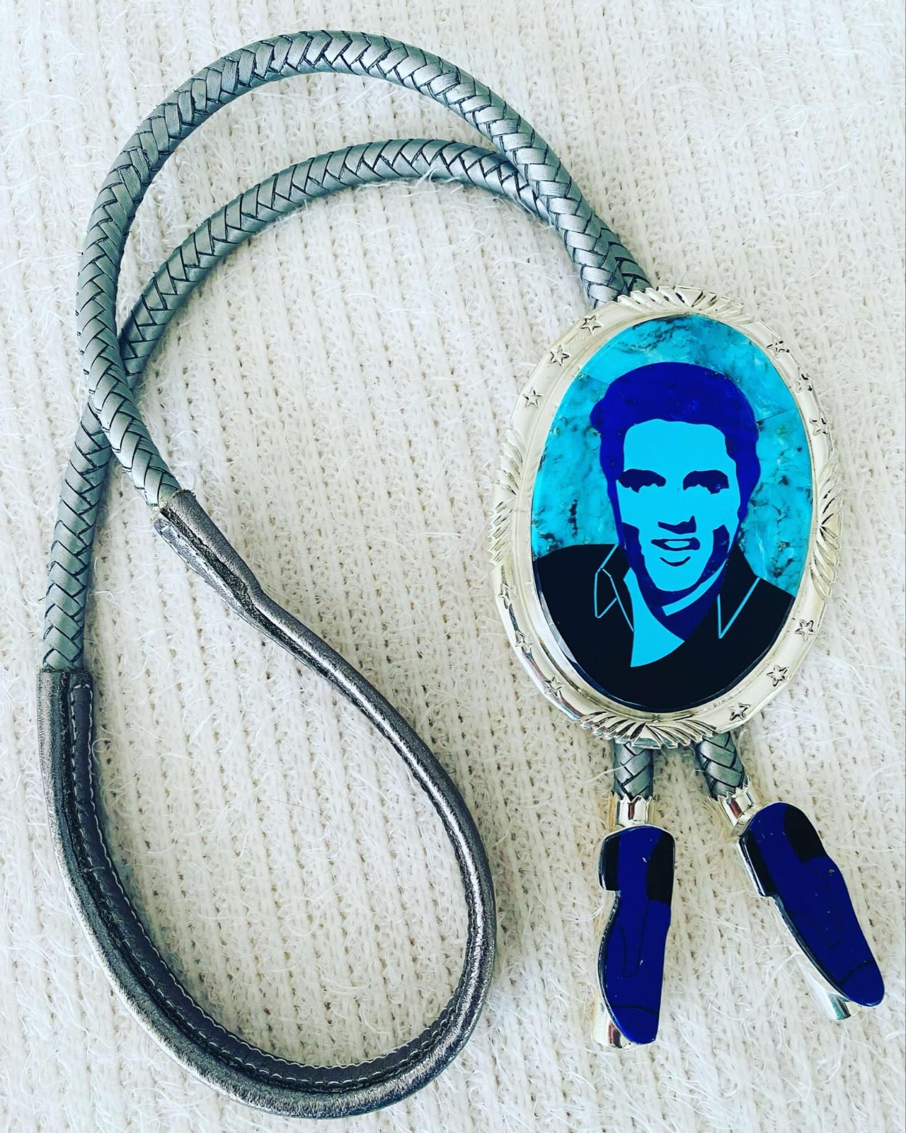 Native American Navajo Calvin Desson Elvis Presley Blue Suede Shoes Bolo Tie