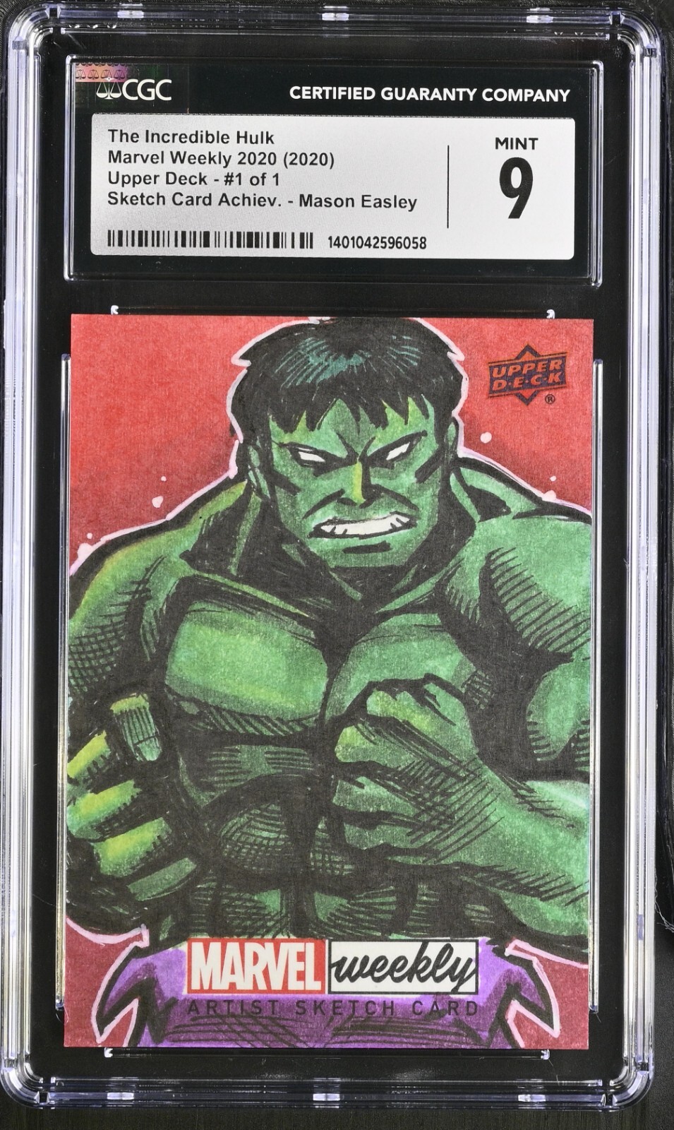Marvel Artist Sketch Card 1/1 - The Incredible Hulk - Mason Easley - CGC 9