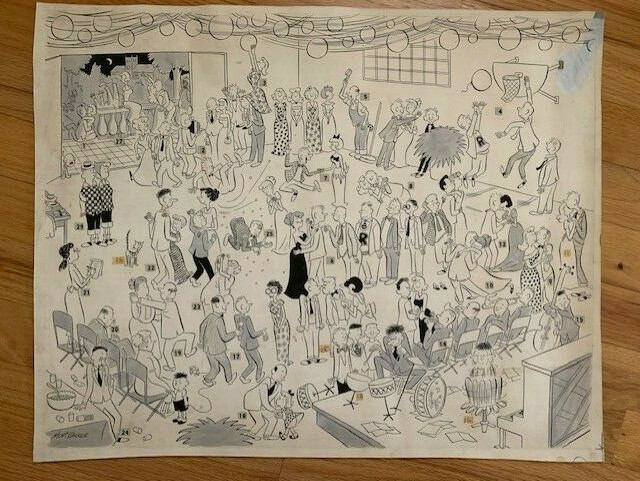 MORT WALKER BEETLE BAILEY CARTOONIST ORIGINAL HUGE PEN+INK ARTWORK FROM 1940's MORT WALKER BEETLE BAILEY CARTOONIST ORIGINAL HUGE PEN+INK ARTWORK FROM 1940's
