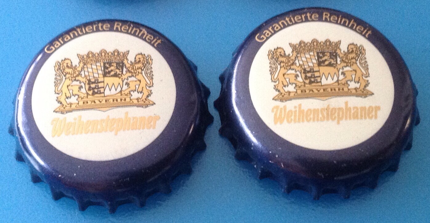 2 x bottle caps brewery Weihenstephan Bavaria Weihenstephaner bottle caps 2 x bottle caps brewery Weihenstephan Bavaria Weihenstephaner bottle caps