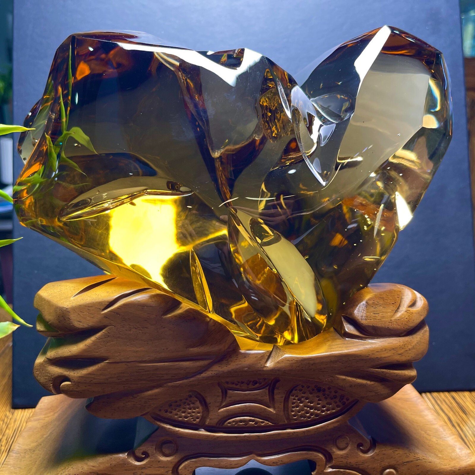 17.6LB TOP Natural Museum Rainbow citrine quartz crystal mineral specimen+stand