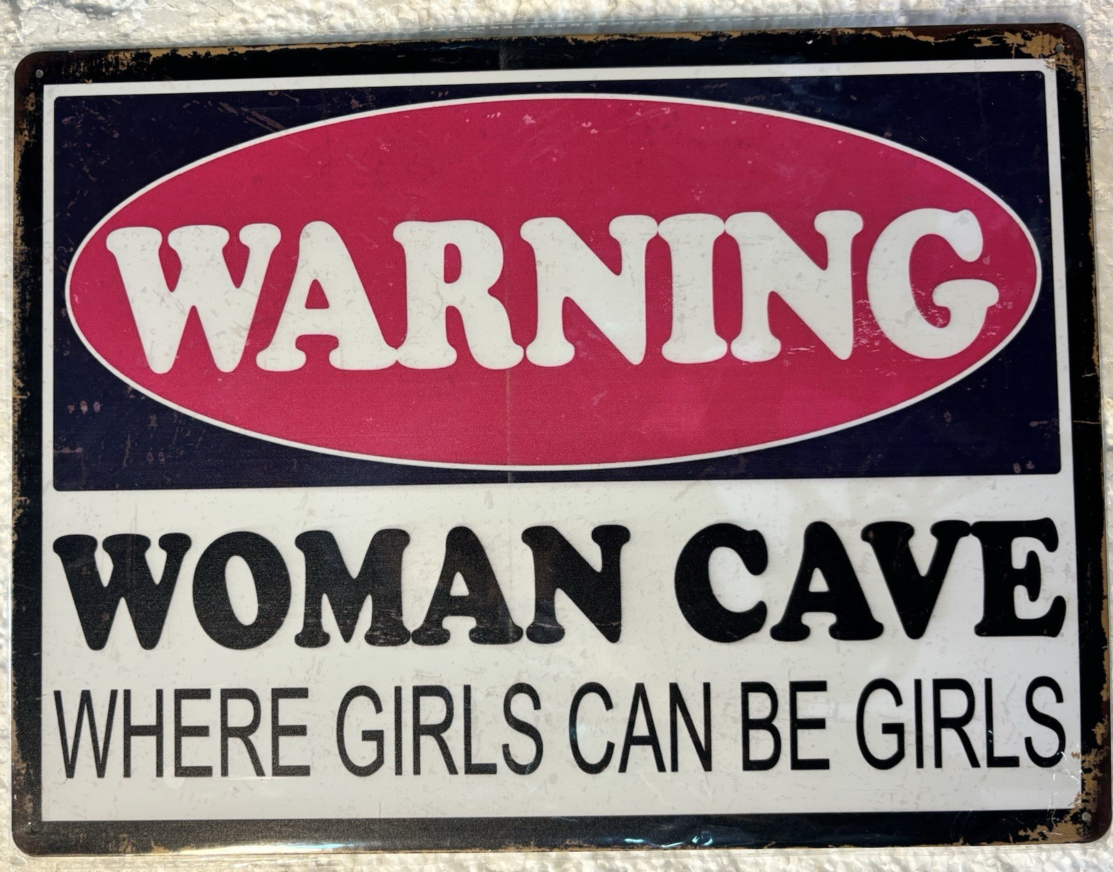 Tin Sign 12x16 Woman Cave Warning Girls Females Wife Mother Sister She Shed StkA Tin Sign 12x16 Woman Cave Warning Girls Females Wife Mother Sister She Shed StkA