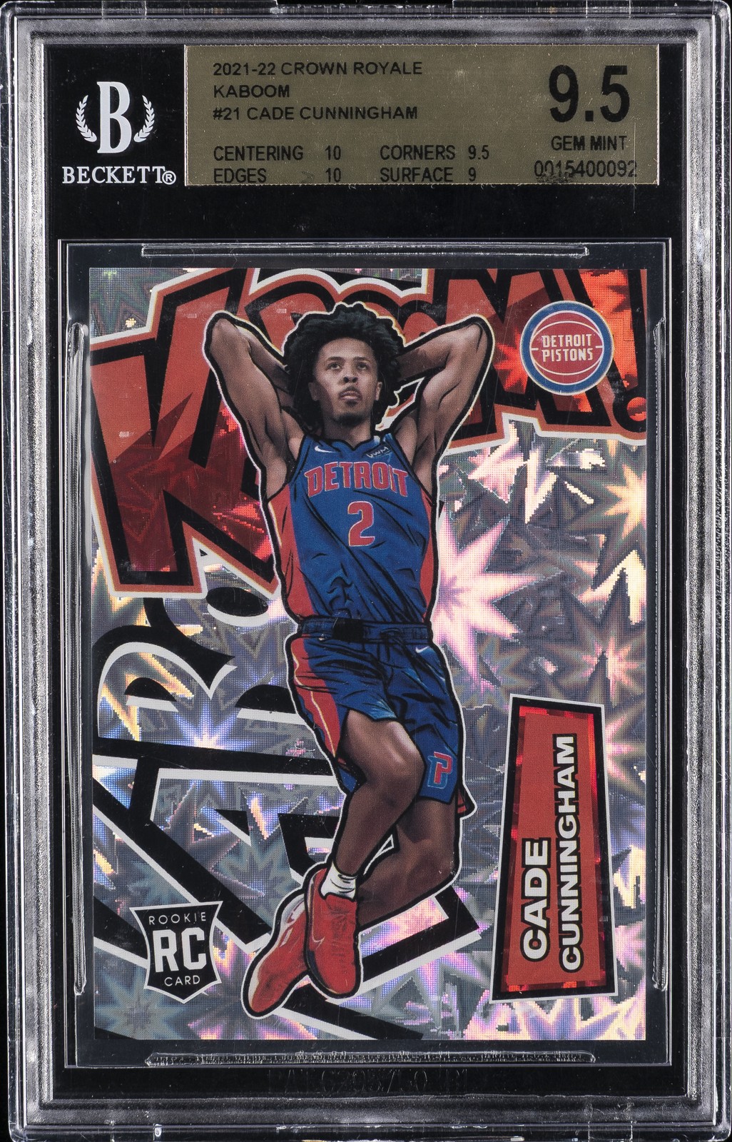 2021-22 CROWN ROYALE KABOOM #21 CADE CUNNINGHAM BGS 9.5 2021-22 CROWN ROYALE KABOOM #21 CADE CUNNINGHAM BGS 9.5