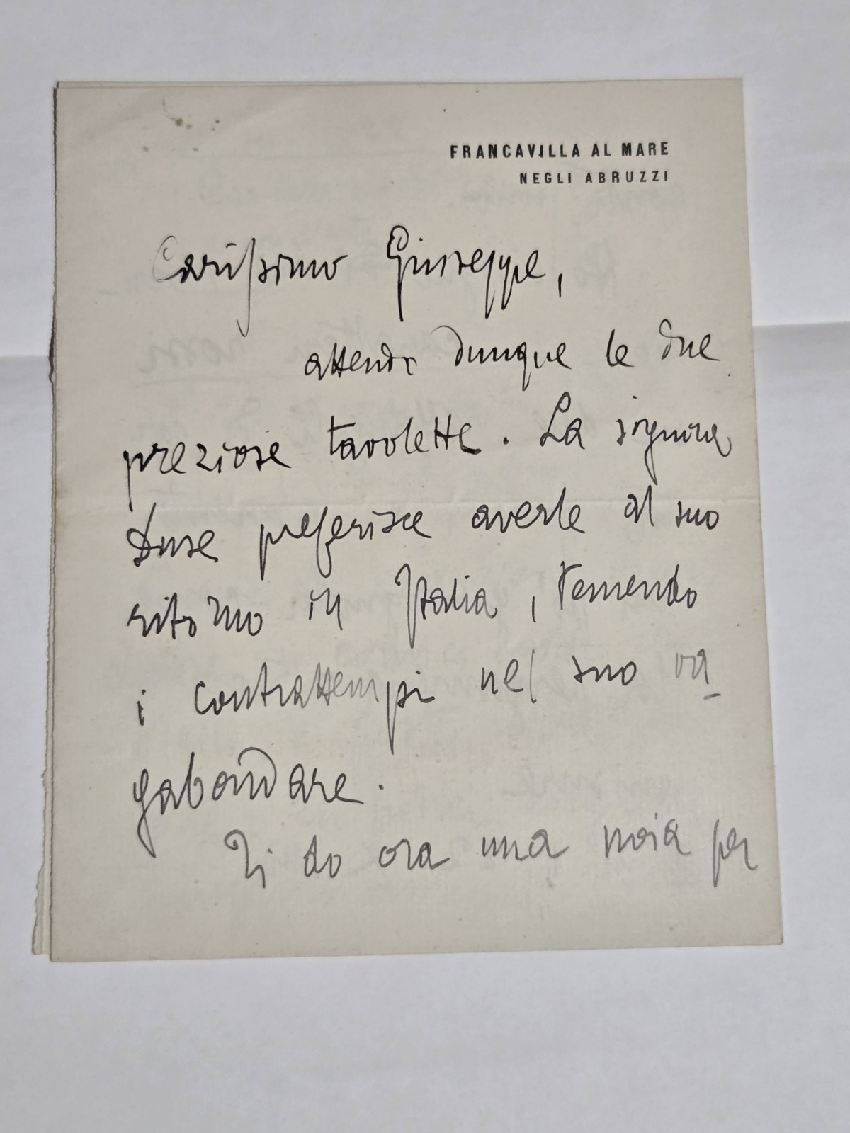 Gabriel D. Annunzio Letter To Giuseppe Cellini +_ 1904