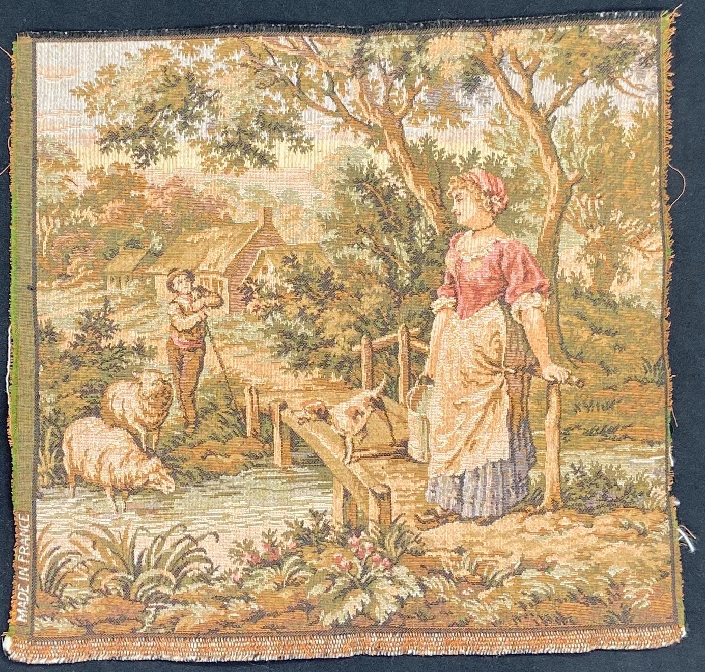 Handmade? French tapestry - pastoral peasant scene - Aubusson? style ~10 Handmade? French tapestry - pastoral peasant scene - Aubusson? style ~10