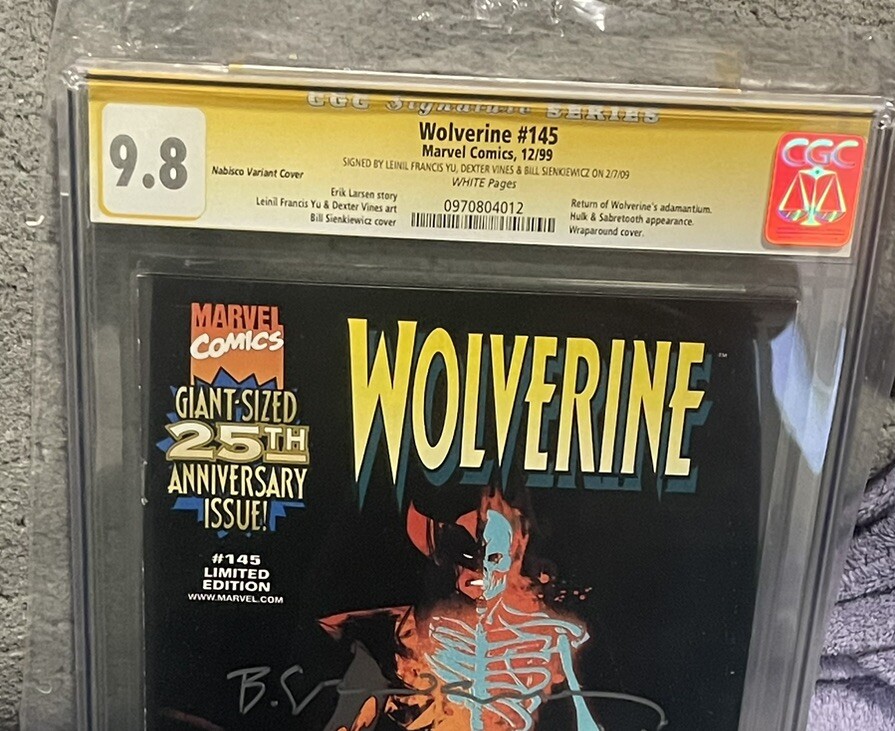 Wolverine 145 CGC 9.8 SS NM+ Nabisco Variant Signed  Leinil Yu Sienkiewicz Vines