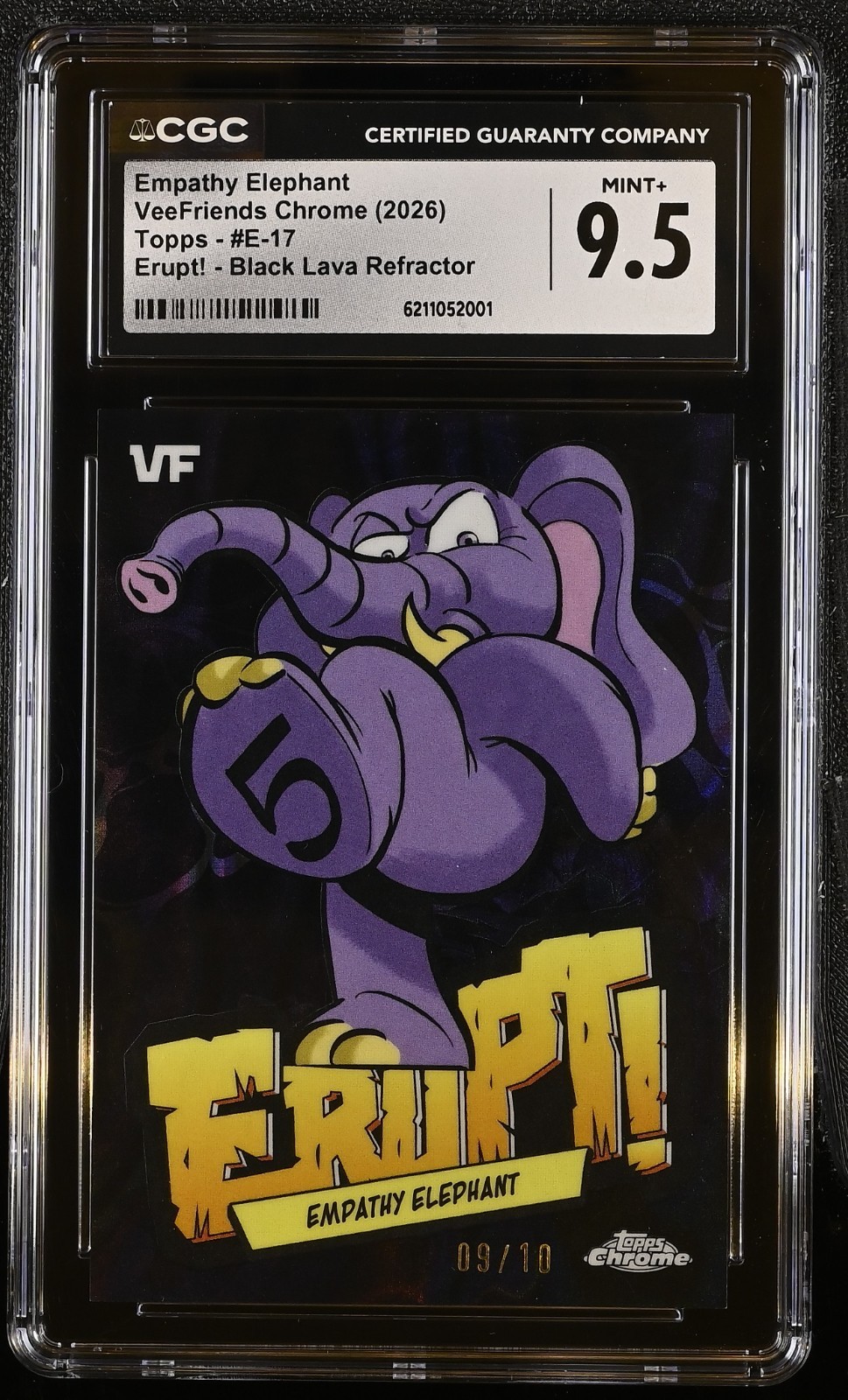 Empathy Elephant 2026 Topps Chrome Veefriends Erupt Black Lava 9/10 CGC 9.5 Slab Empathy Elephant 2026 Topps Chrome Veefriends Erupt Black Lava 9/10 CGC 9.5 Slab
