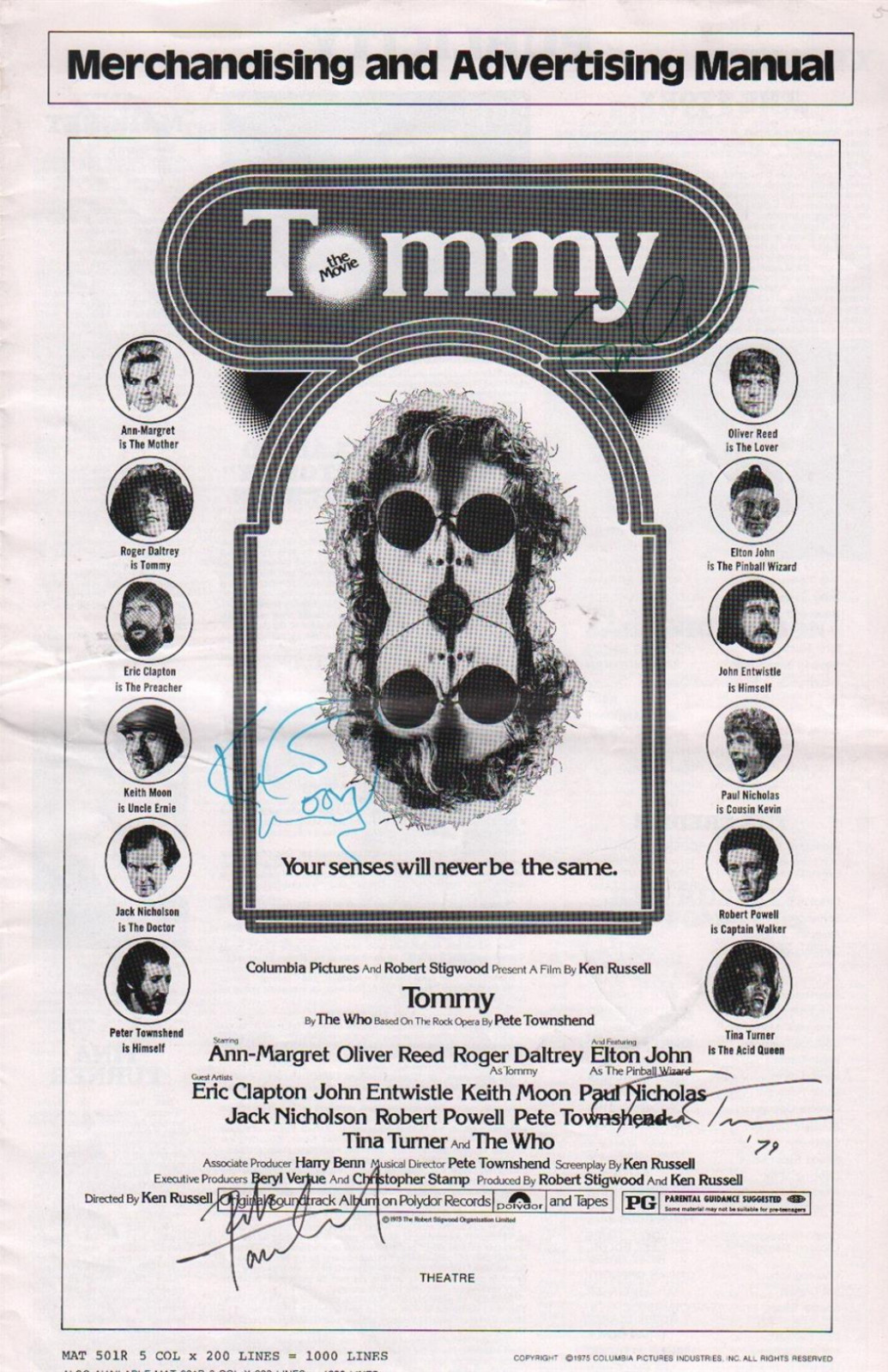Keith Moon Pete Townshend Tina Turner Eric Clapton Signed Press Book for Tommy Keith Moon Pete Townshend Tina Turner Eric Clapton Signed Press Book for Tommy
