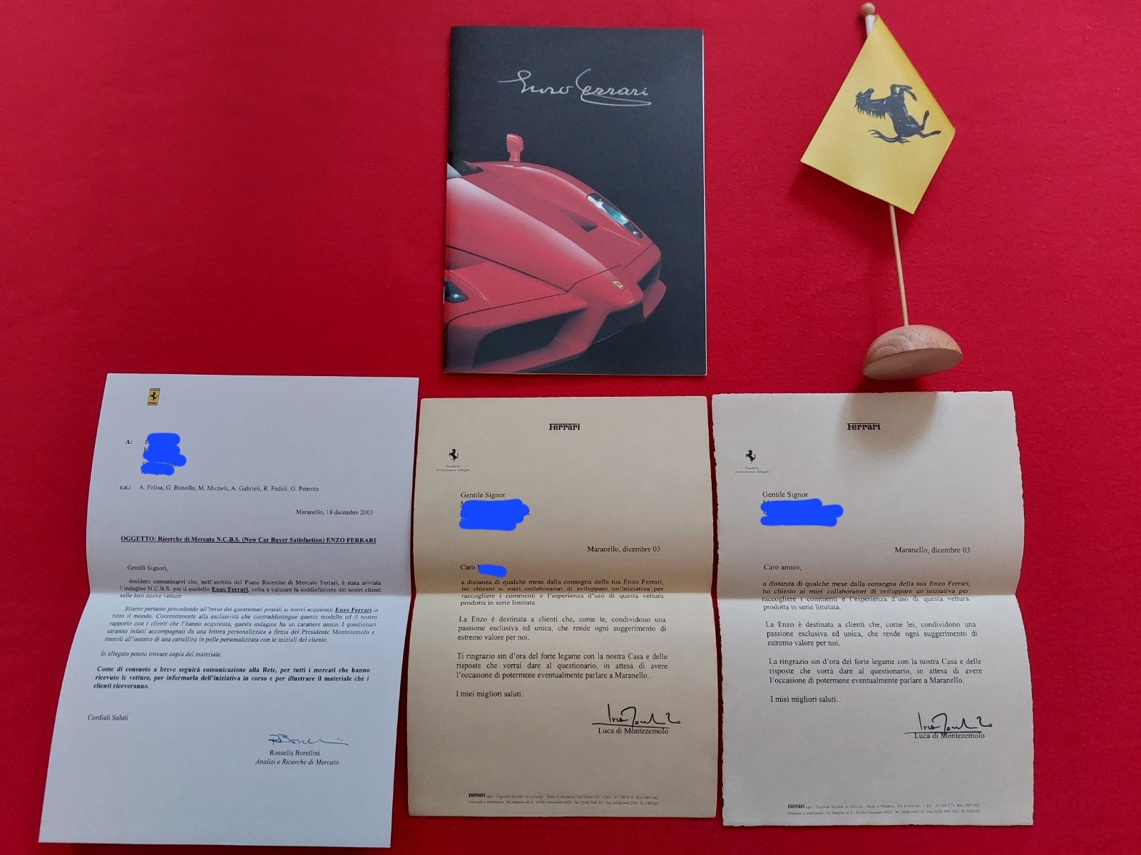Ferrari Enzo Ferrari Lettere Luca di Montezemolo 2003 Owners Brochure 1984/03