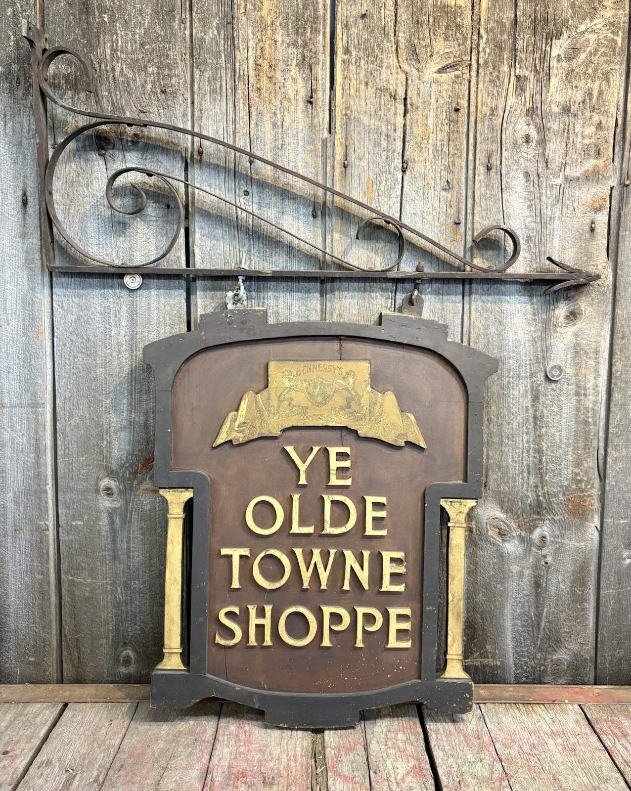 INCREDIBLE Early 1900’s Hennessy Candy Store Boston MA Wooden Sign W OG Bracket