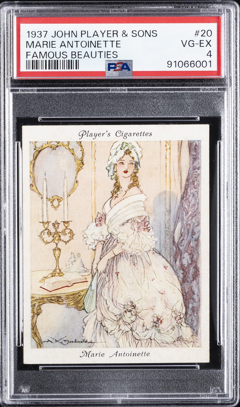 1937 JOHN PLAYER & SONS FAMOUS BEAUTIES #20 MARIE ANTOINETTE PSA 4