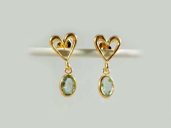Antique 19thC 1ct Emerald+14kt Gold Earrings Siberian Ancient Sumer Immortality