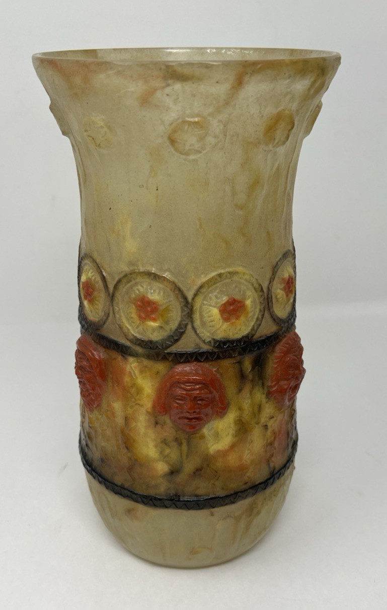 1922 Gabriel Argy-Rousseau Vase Tragi Comique Pate De Verre Glass France 1922 Gabriel Argy-Rousseau Vase Tragi Comique Pate De Verre Glass France