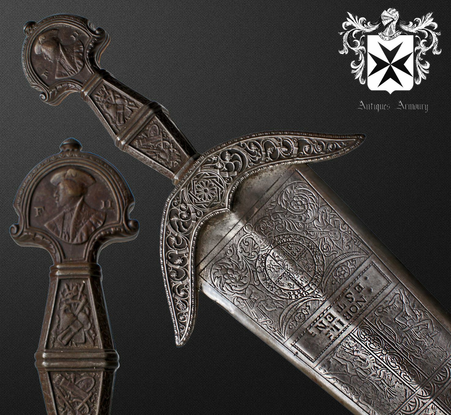 Impressive 19th Century Italian Cinquedea Dagger