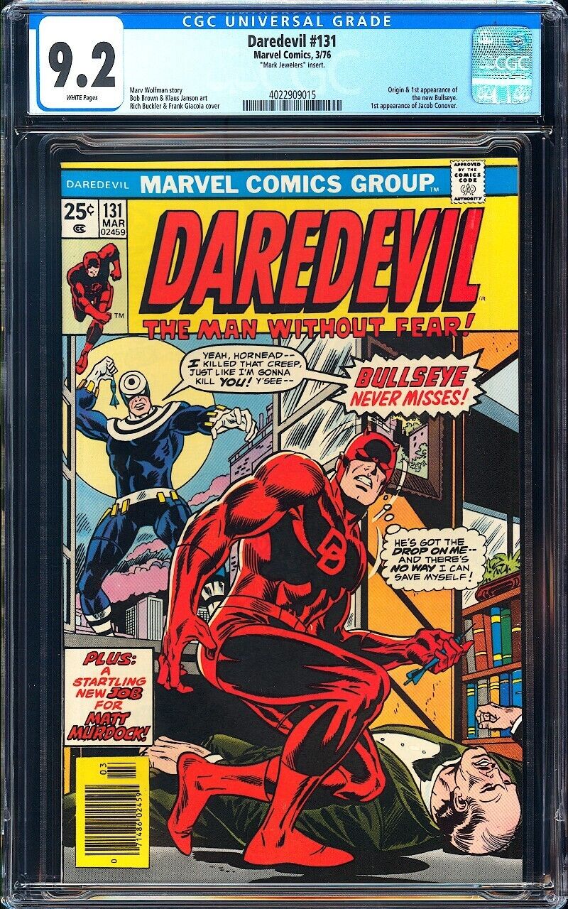Daredevil #131 CGC 9.2 (1976) 1st app. Bullseye & Origin~MARK JEWELERS~L@@K