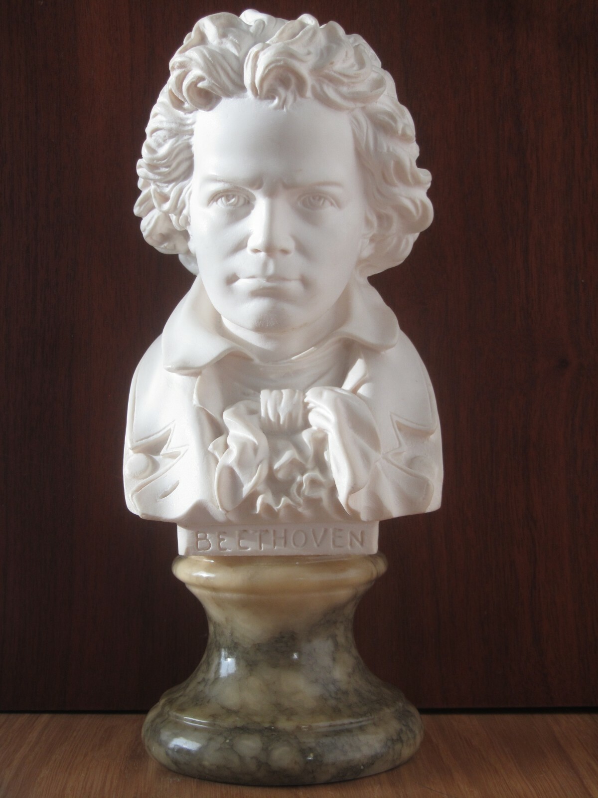 Signed Professor Giuseppe Bessi alabaster marble bust of Beethoven