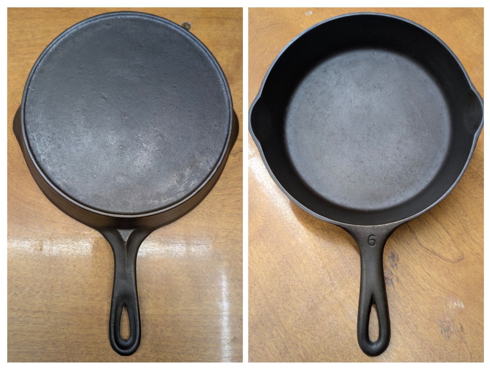 ULTRA RARE Unmarked Wagner #6, HEAT RING Skillet, c.1920s, RESTORED Cast Iron ULTRA RARE Unmarked Wagner #6, HEAT RING Skillet, c.1920s, RESTORED Cast Iron