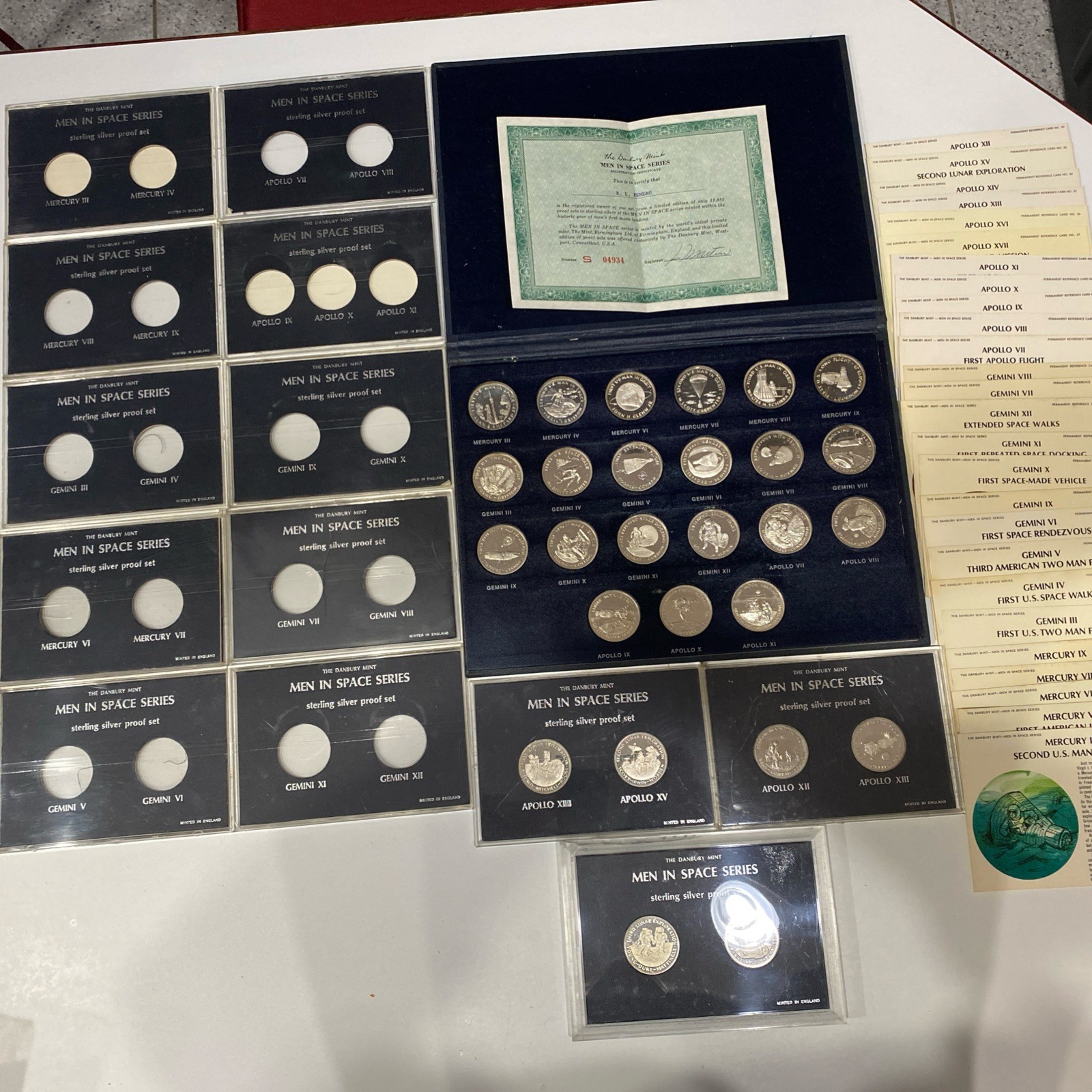 DANBURY MINT MEN IN SPACE SERIES STERLING SILVER COINS PROOF SET FIRST EDITION