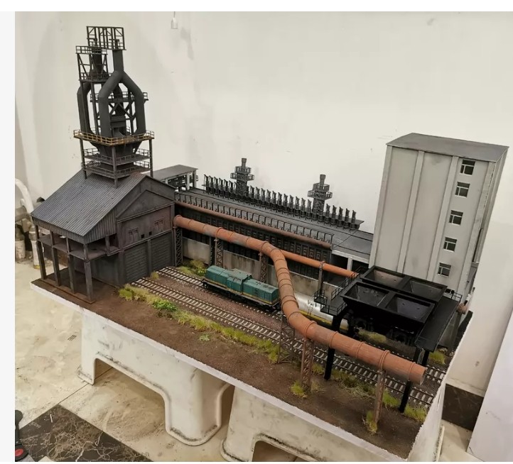 Ho Scale Train Model Scene, Abandoned Steel Plant Coke Oven Scene Blast Furnace Ho Scale Train Model Scene, Abandoned Steel Plant Coke Oven Scene Blast Furnace