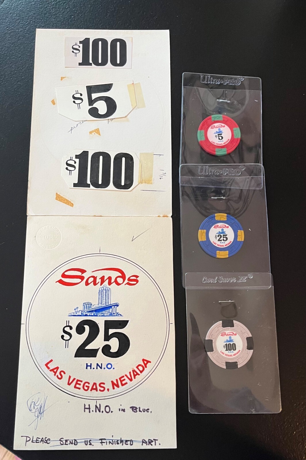 INCREDIBLE SANDS CASINO CHIP ORIGINAL ART USED FOR HUGHES 1972 ONE OF A KIND INCREDIBLE SANDS CASINO CHIP ORIGINAL ART USED FOR HUGHES 1972 ONE OF A KIND