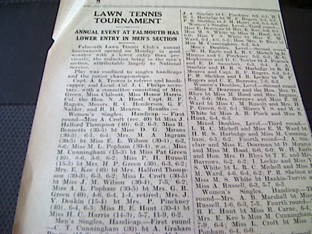 64-3 1939 ephemera falmouth article lawn tennis august results