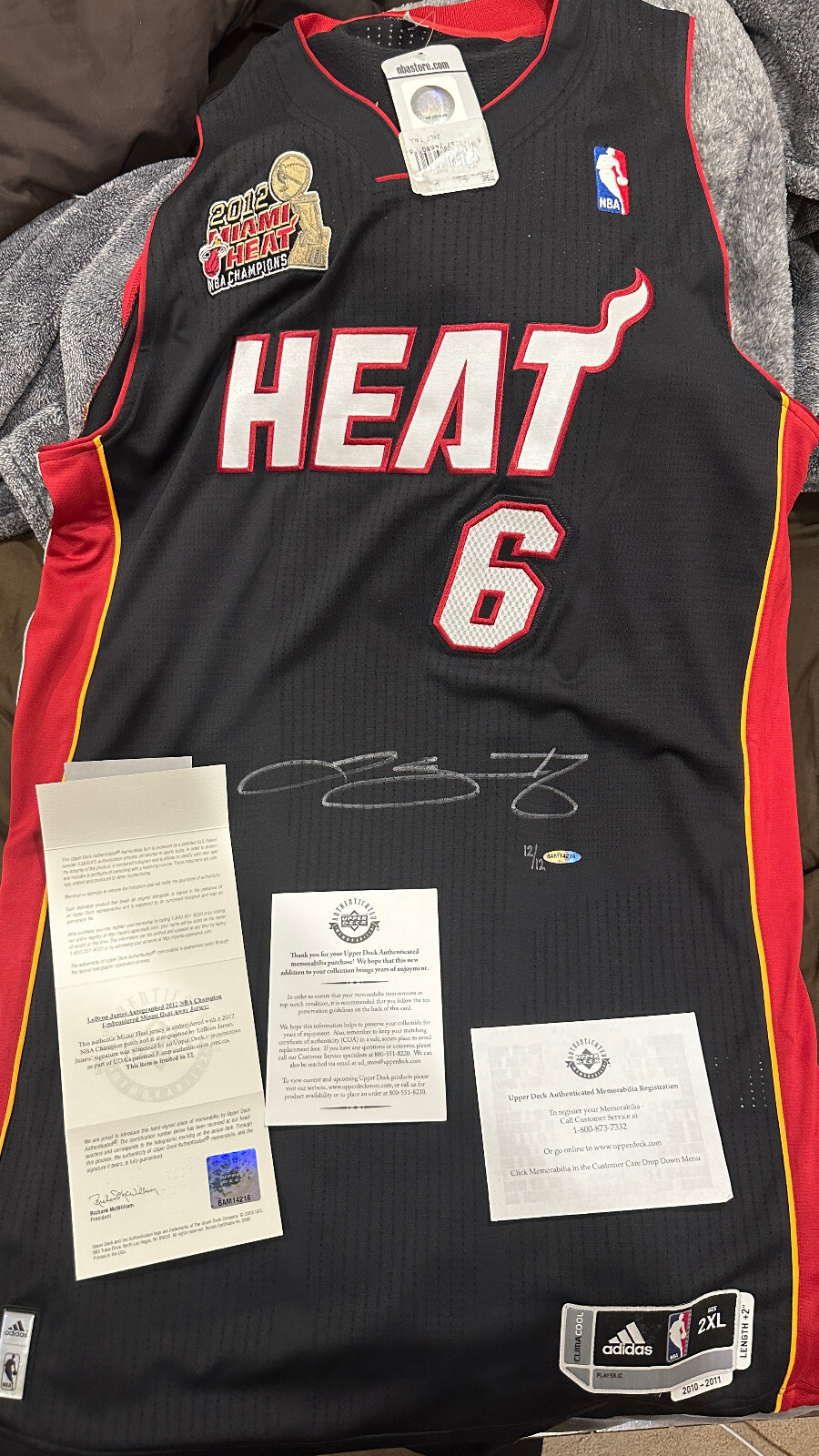 LeBron James Miami Heat Upper Deck UDA Signed Jersey Framed 12 of 12 finals 2012