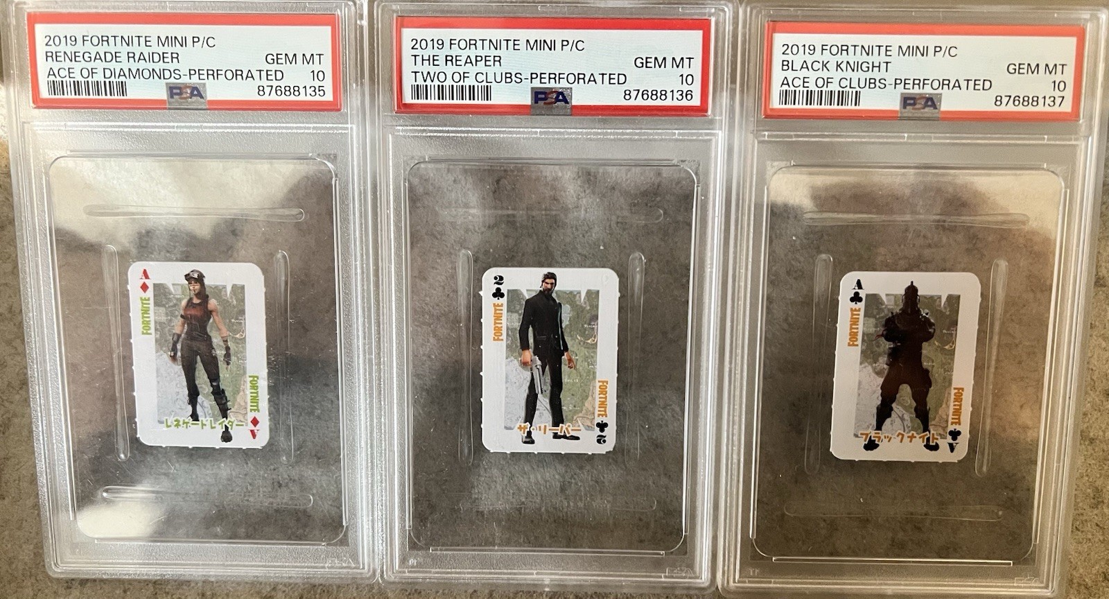 FORTNITE PSA 10 2019 BLACK KNIGHT/THE REAPER/RENEGAIDE RAIDER CORO CORO ROOKIE 