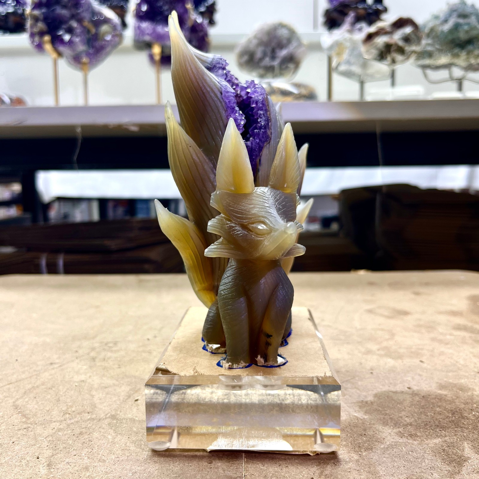 2.88LB Natural Rare Amethyst Hand Carved Nine Tailed Fox Healing 2.88LB Natural Rare Amethyst Hand Carved Nine Tailed Fox Healing