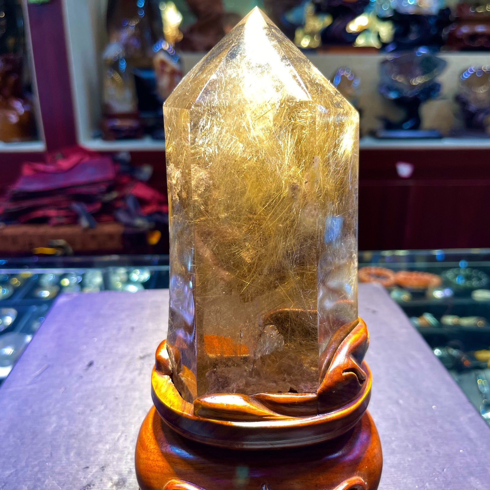 2.88LB Top Natural Rutilated quartz crystal mineral specimen Reiki Decor +stand 2.88LB Top Natural Rutilated quartz crystal mineral specimen Reiki Decor +stand