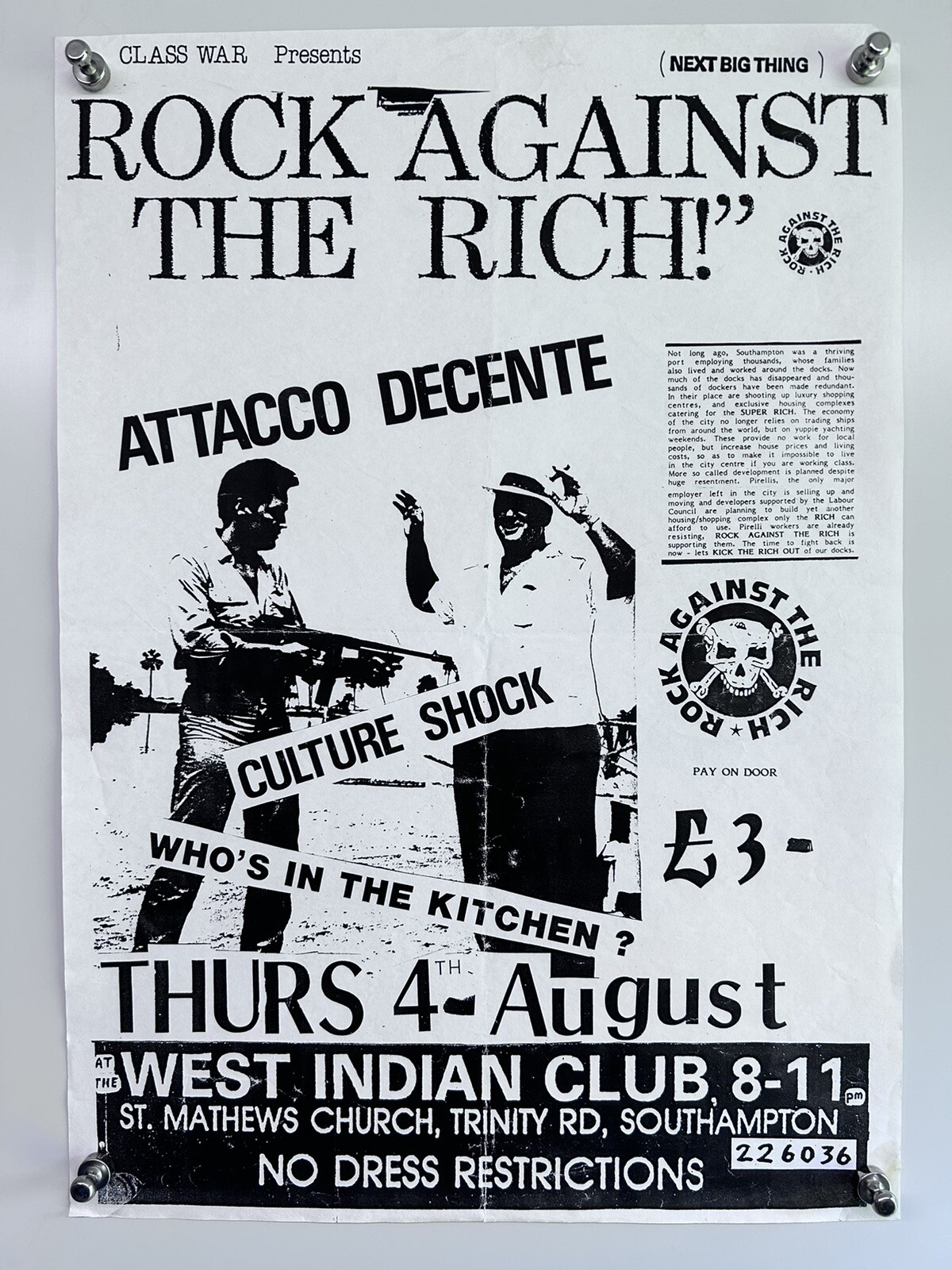 Punk Counter Culture Rock Against the Rich Original Southampton Circa 1980s Punk Counter Culture Rock Against the Rich Original Southampton Circa 1980s